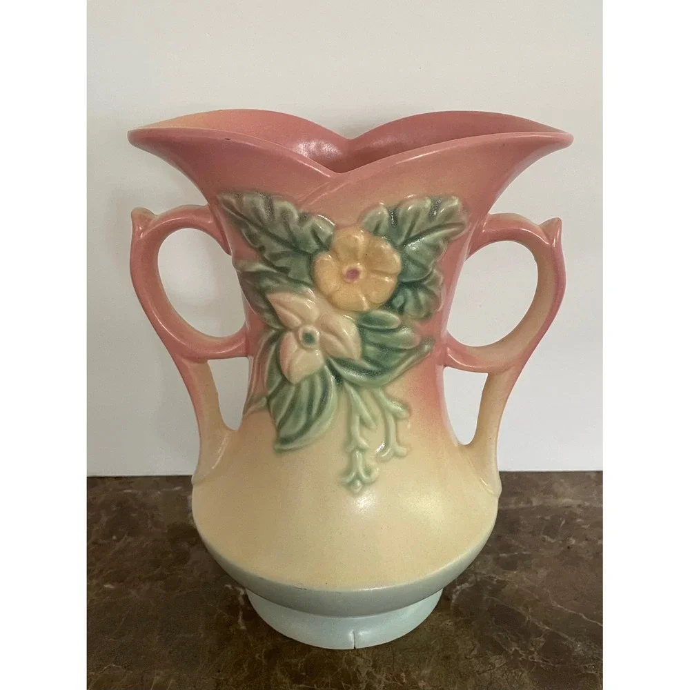 Vintage Hull Art Pottery Wildflower Vase Pink Blue W-6-7.5